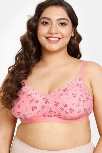 Buy Rosaline Everyday Double Layered Non Wired Full Coverage Super Support Bra - Flamingo Pink
